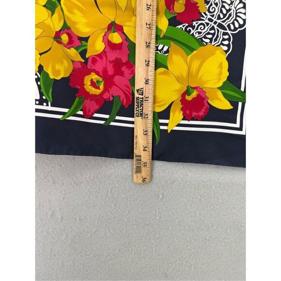 Mantero Collection Silk Scarf Floral Butterflies Orchids 34x34 - Picture 5 of 9